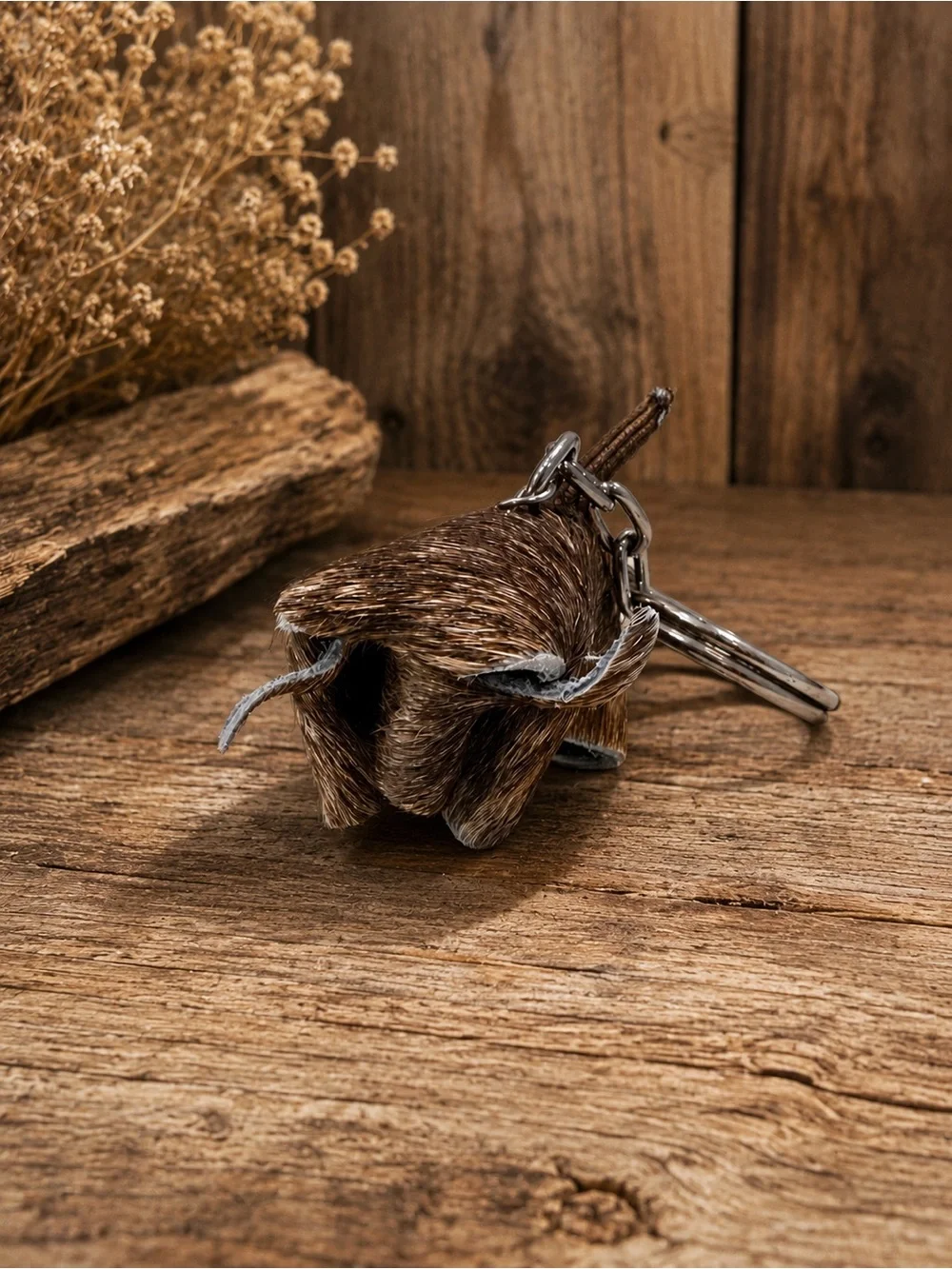 Brown Fur Flower Keychain - Unbranded Men’s Accessory